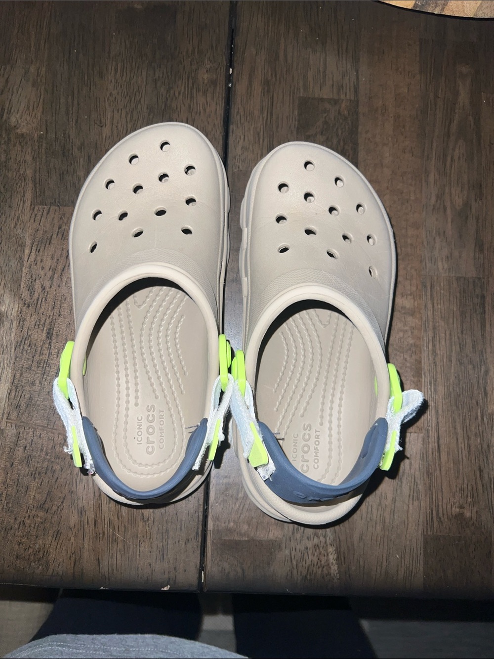 CROCS Kids Classic Clog Sand with Neon Green & Black Accents